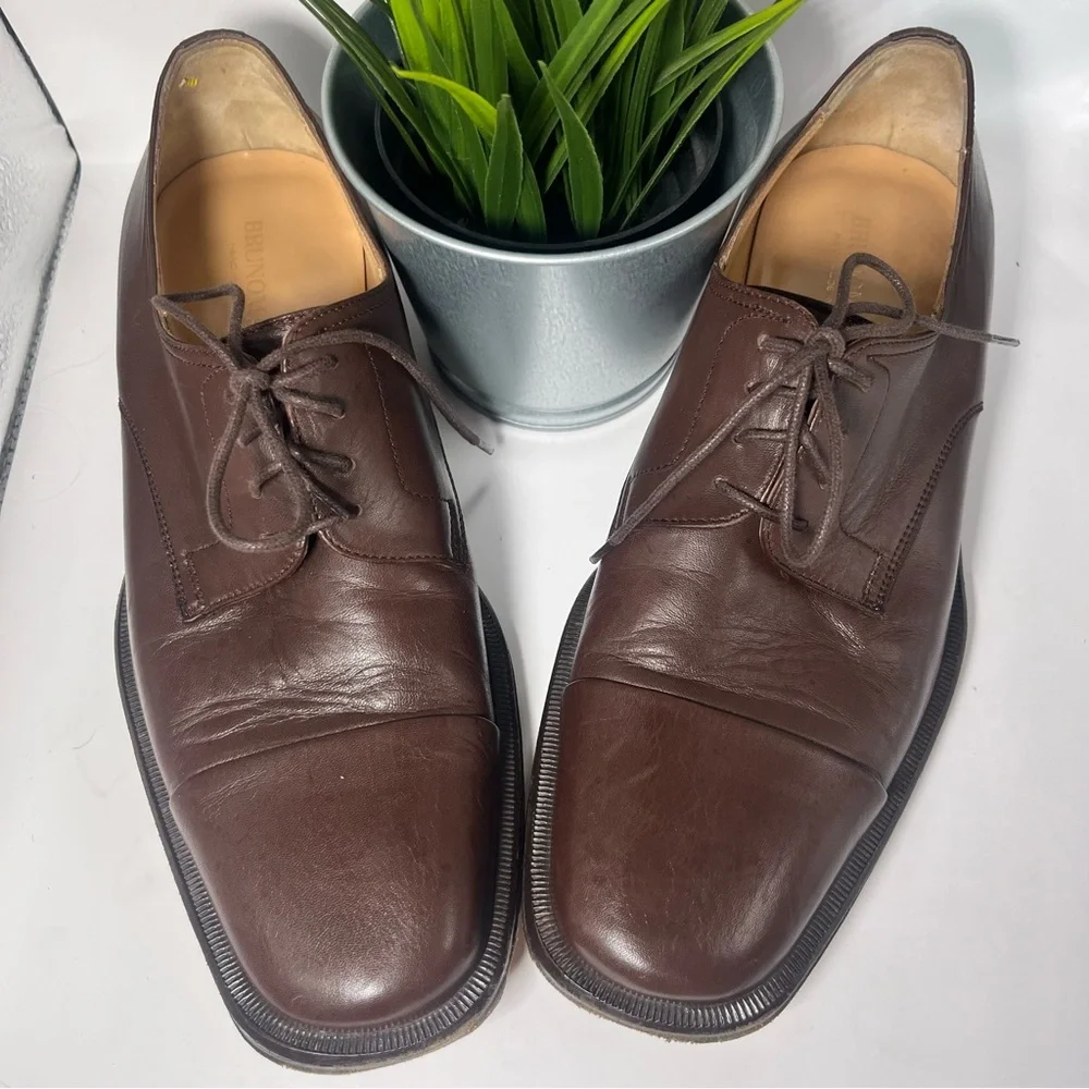 Bruno Magli Men’s Branson Handmade Leather Oxford Dress Shoes Rich‎ Brown 8.5